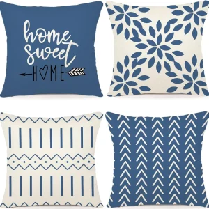 Pillow Covers 18x18 Set of 4, Modern Sofa Throw Pillow Cover, Decorative Outdoor